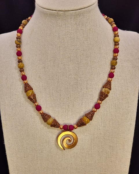 Rose Gold, Copper and Jasper Necklace