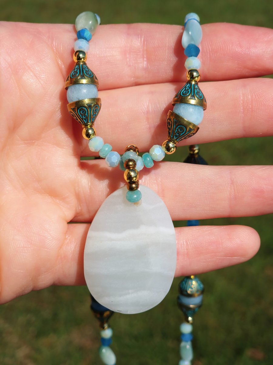 Amazonite and Gold Necklace — another view