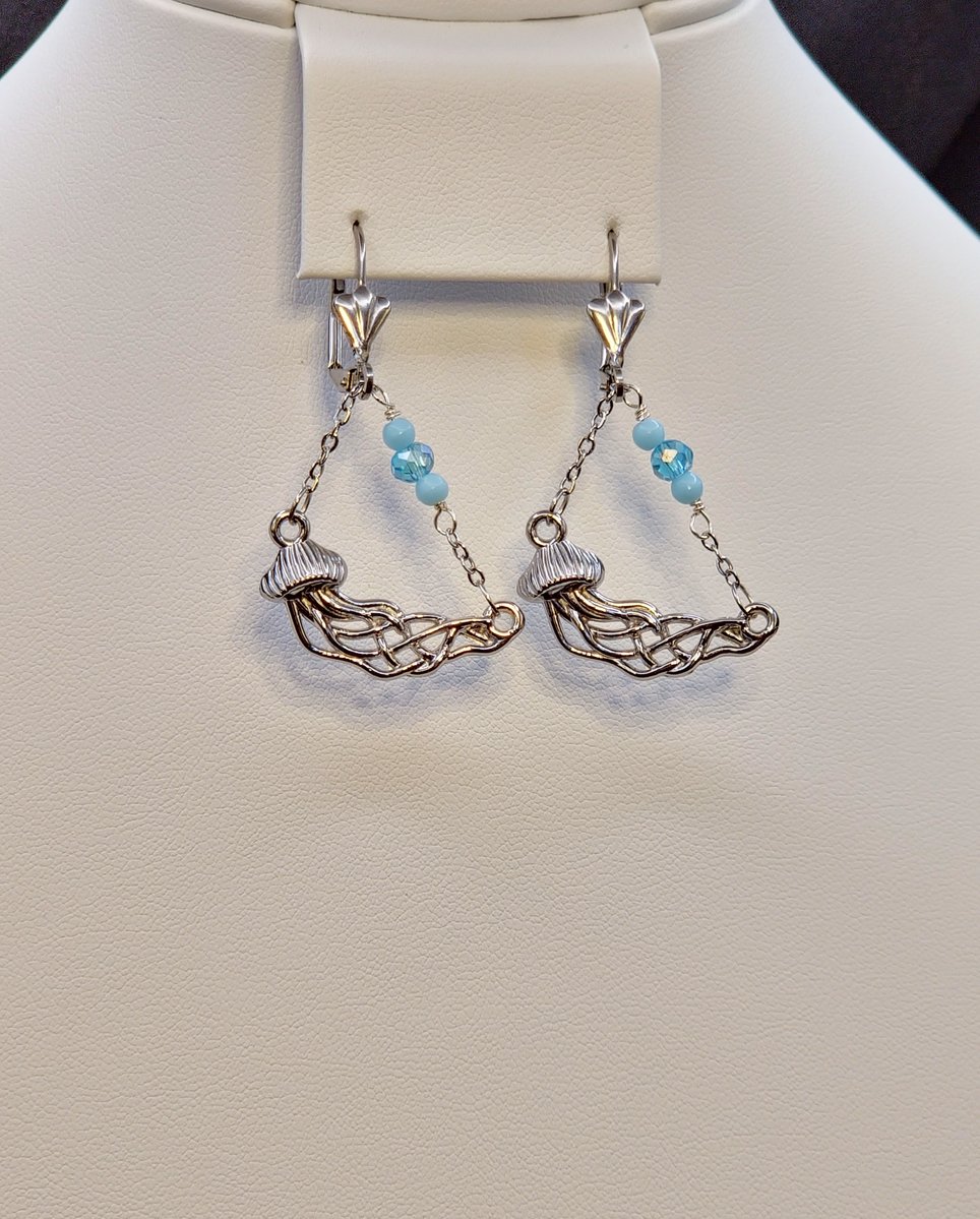 Stainless Steel Jelly fish Earrings — another view