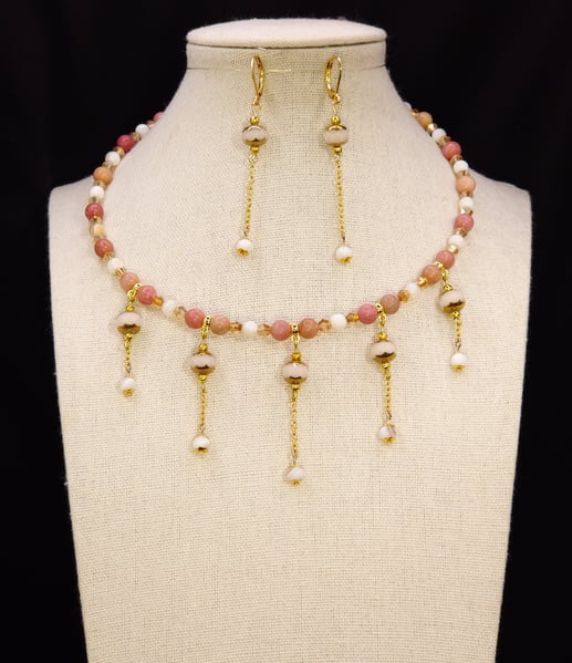 Fancy Pink and White Choker