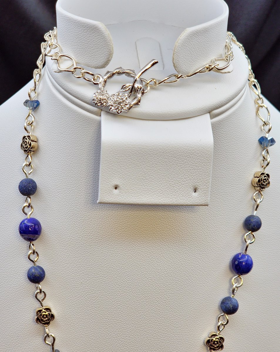 Figaro Chain and Lapis Lazuli Necklace — another view